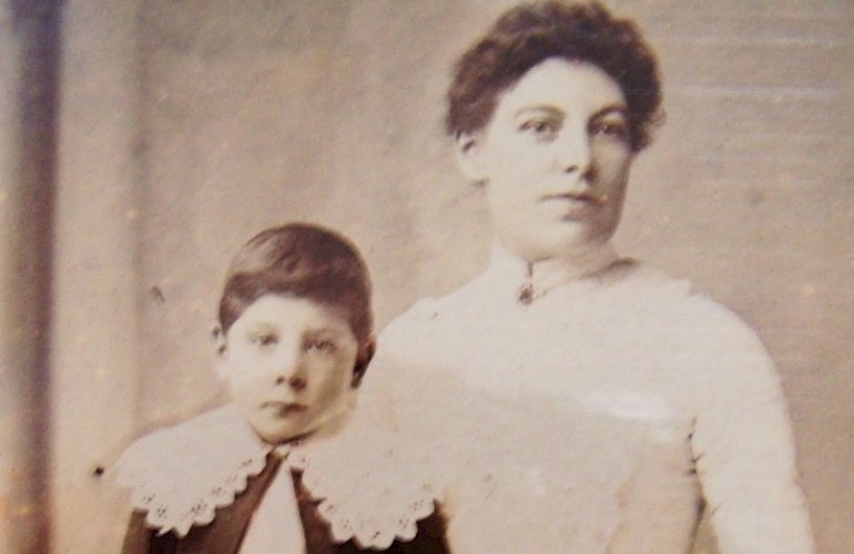 My dad's Grandma Bloor (né Johnson) inherited W.F. Johnson's from her father. She's seen here with her youngest son, Clifford, around 1900. (Many years later, Clifford would become my grandfather.)